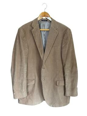 Lands’ End Cotton Corduroy Camel Beige Sports Coat Blazer Jacket 44L